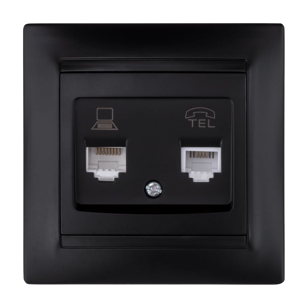 Изображение товара Розетка телефонная RJ11 + компьютерная RJ45 TDM ELECTRIC графит