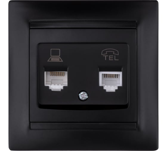 Изображение товара Розетка телефонная RJ11 + компьютерная RJ45 графит "Лама" TDM ELECTRIC SQ1815-0619