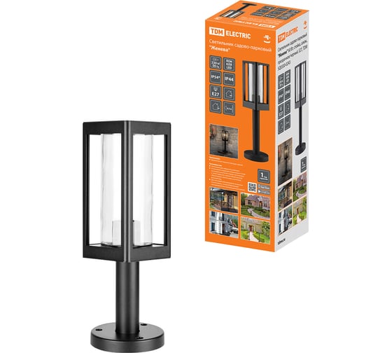 Изображение товара Садово-парковый светильник TDM ELECTRIC "женева" 60 Вт, стойка, алюминий, прозрачное/черный, Е27, SQ0330-0243