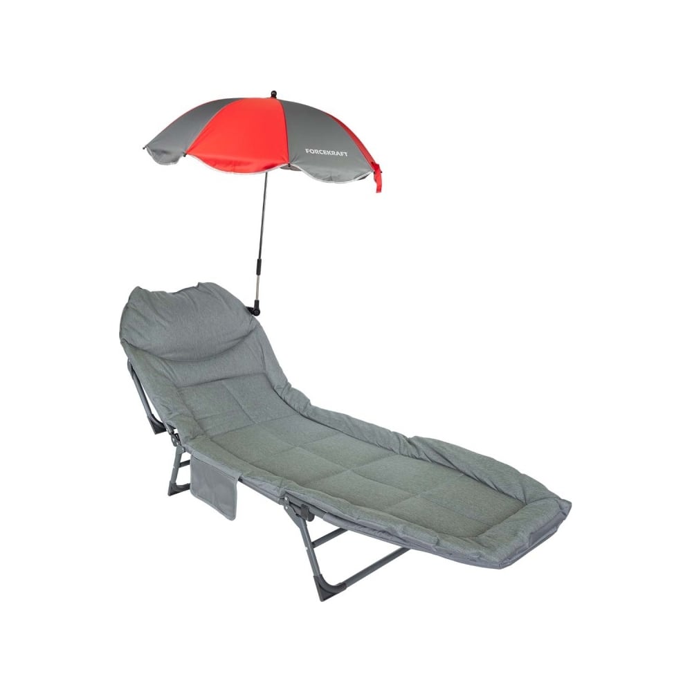 Изображение товара Складной шезлонг с зонтиком Forcekraft серый модель FK-FG-HY-8008BL-Z