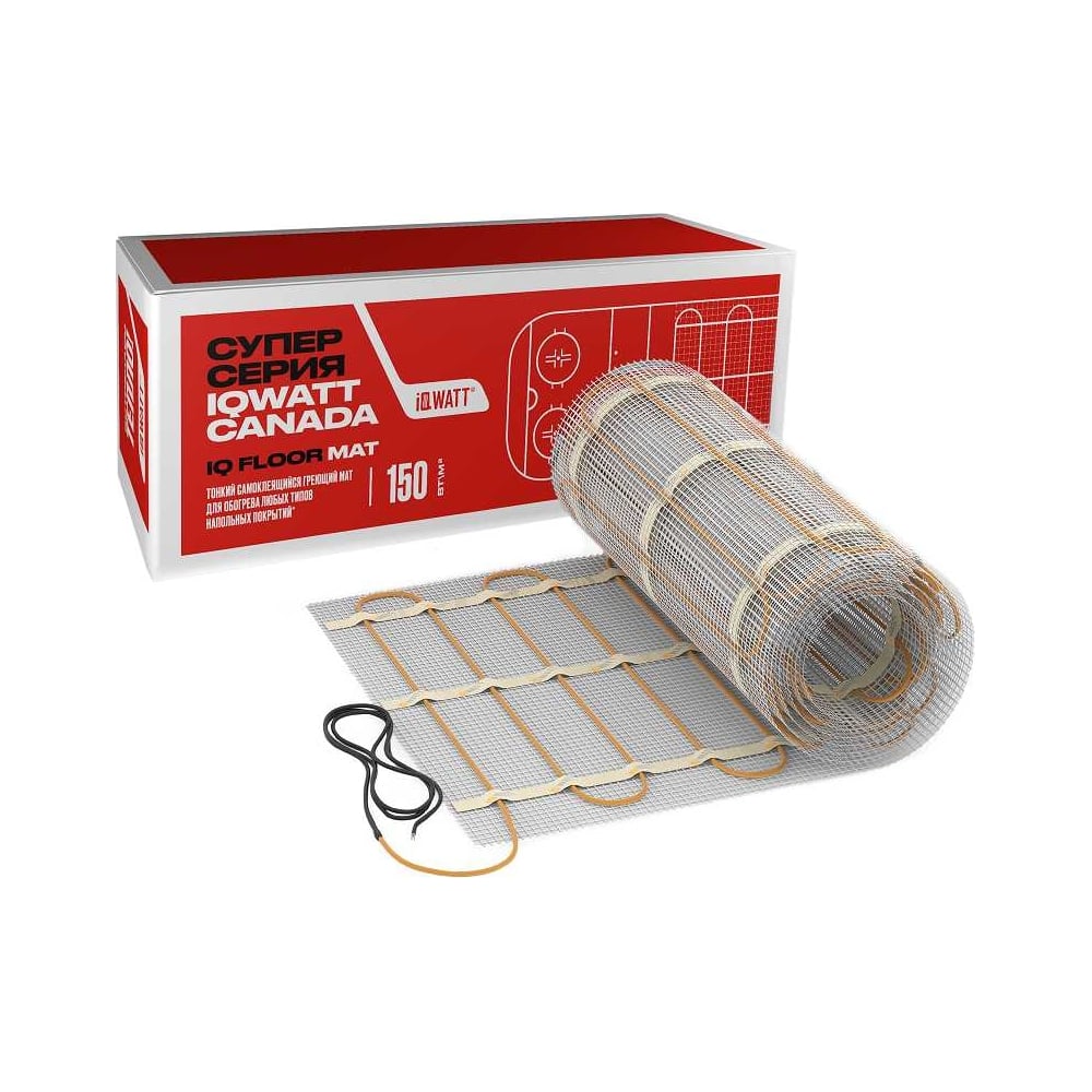 Изображение товара Самоклеящийся греющий мат IQWATT iq floor mat 2700 Вт для пола 18 м²