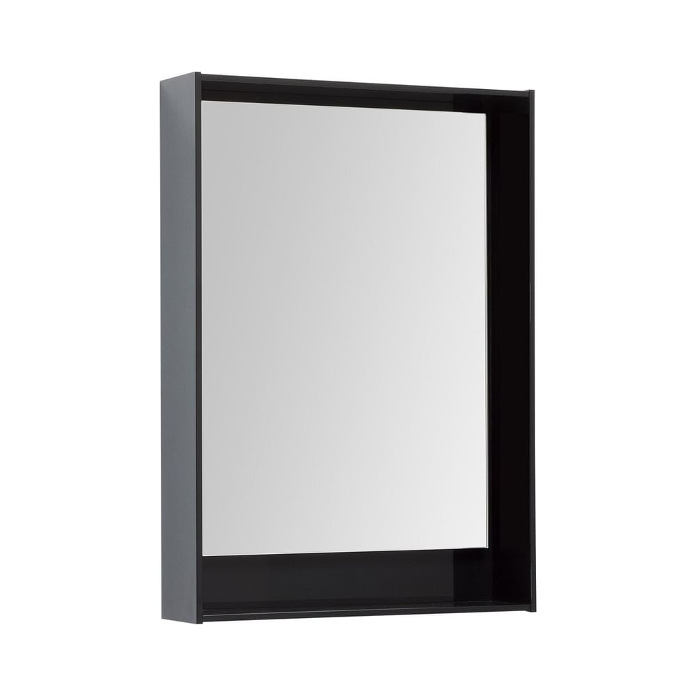 Изображение товара Зеркало Aquanet Милан 60 LED черный глянец with подсветкой и полкой