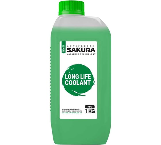 Изображение товара Антифриз Sakura GREEN зеленый, 1 кг, для Nissan, Mitsubishi, Honda, Mazda, Suzuki, Subaru 430201403