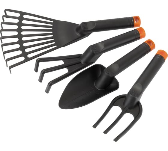 Изображение товара Пластиковый набор садового инструмента КЭС 4 предмета, чёрный 21020031