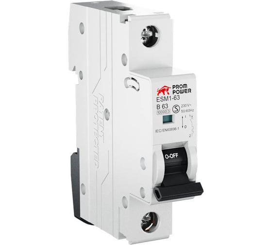 Изображение товара Автоматический выключатель Prompower esm1-63 (10ka), 63a, характеристика c, количество полюсов: 1p ESM163C631