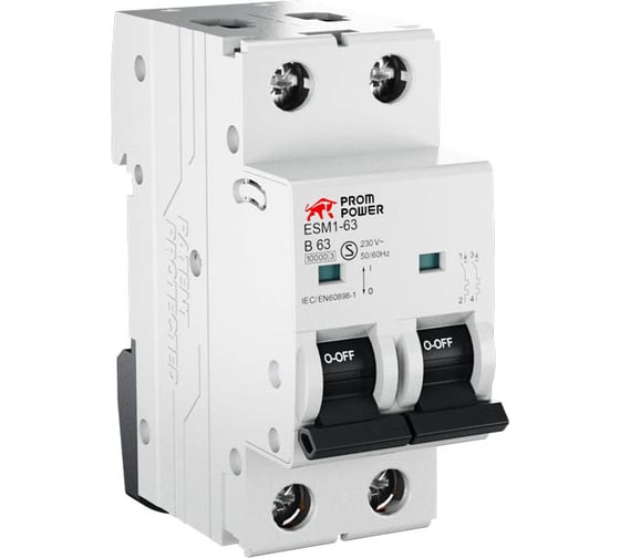 Изображение товара Автоматический выключатель Prompower esm1-63 (10ka), 10a, характеристика b, количество полюсов: 2p ESM163B102