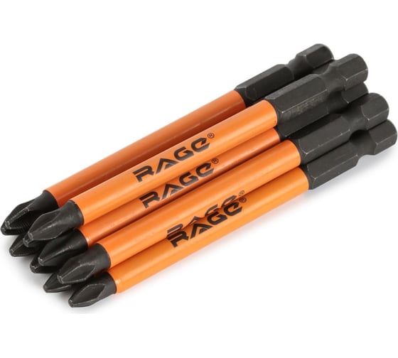 Изображение товара Биты для шуруповерта RAGE By VIRA магнитные S2 PH2 х 90 мм 10 шт 554168