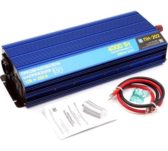 Изображение товара Преобразователь напряжения ПН-202 (12-220В, чистый синус, 4000 Вт) Вымпел 5283
