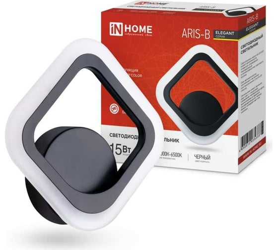 Изображение товара Светодиодный светильник IN HOME ELEGANT ARIS-B 15Вт 230В 3000-6500K 1200Лм STEP COLOR черный 4690612035338