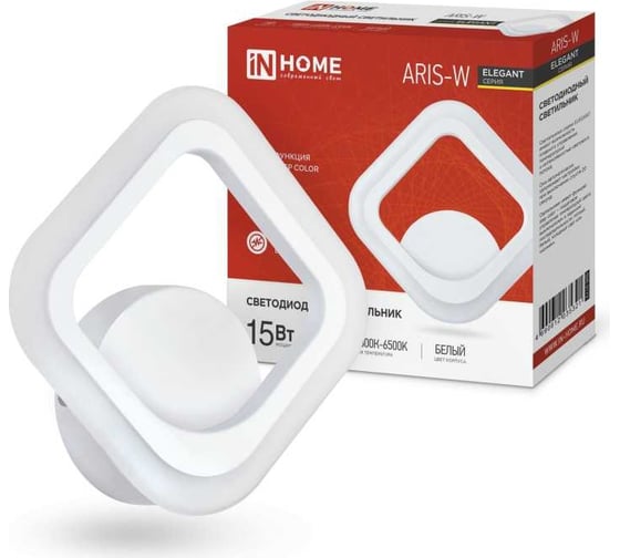 Изображение товара Светодиодный светильник IN HOME ELEGANT ARIS-W 15Вт 230В 3000-6500К 1200Лм STEP COLOR белый 4690612035321