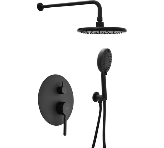 Изображение товара Встраиваемый смеситель для душа SANTREK AQUA-1050 (SAP-1050) круглая лейка, черный (диаметр тропической лейки 22.5 см) 312277