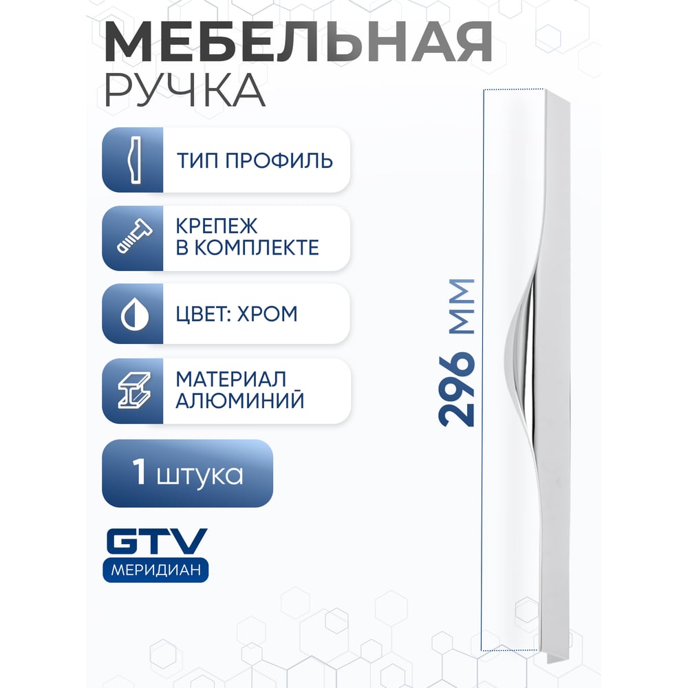 Изображение товара Алюминиевая мебельная ручка GTV PICADO 256/296 хром