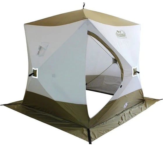 Изображение товара Зимняя трехместная палатка Следопыт premium куб, 1.8x1.8 м, 3 слоя, белый/олива PF-TW-13