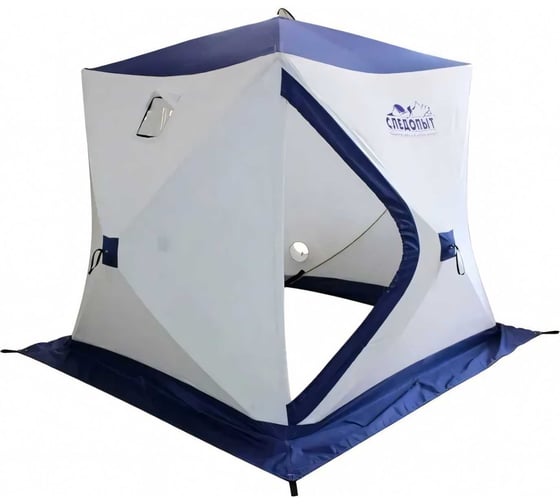 Изображение товара Зимняя трехместная палатка Следопыт куб, 3 слоя, белый/синий PF-TW-08