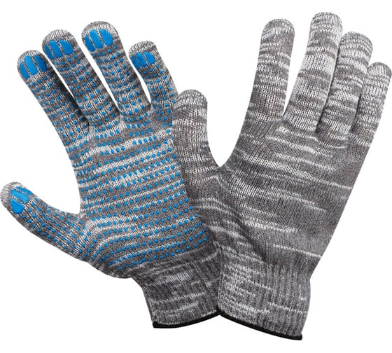 Изображение товара Перчатки OfficeClean х/б, 10 класс , люкс, с точечным пвх, 4 нити, серые, 50-52г, 133 текс 344221