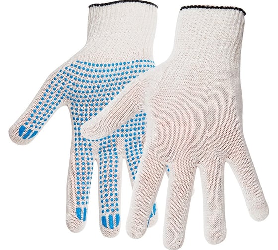 Изображение товара Перчатки OfficeClean х/б, 10 класс, эконом, с точечным пвх, 3 нитки, белый, 82 текс 241691/ЛТ