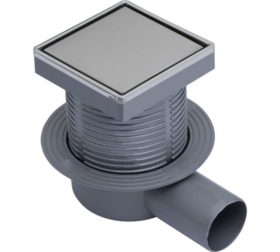 Изображение товара Точечный трап с двухсторонней решеткой LOGAN L006-100 нержавеющая сталь/под плитку с рамкой 10x10 (312515) 00312515