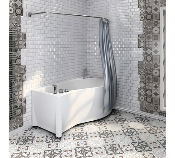 Изображение товара Карниз для шторы на ванну Радомир Миранда фронтальный, хром 1-12-2-0-9-209