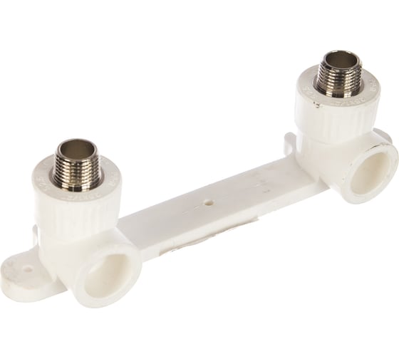 Изображение товара Комбинированный двойной угольник с креплением PRO AQUA PP-R НР белый, 25 мм, 1/2" PA280112Pb