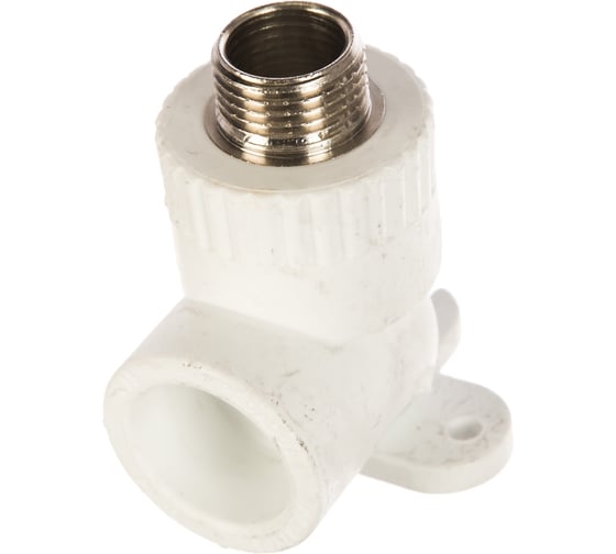 Изображение товара Комбинированный угольник с креплением PRO AQUA PP-R НР белый, 25 мм, 1/2" PA28112Pb