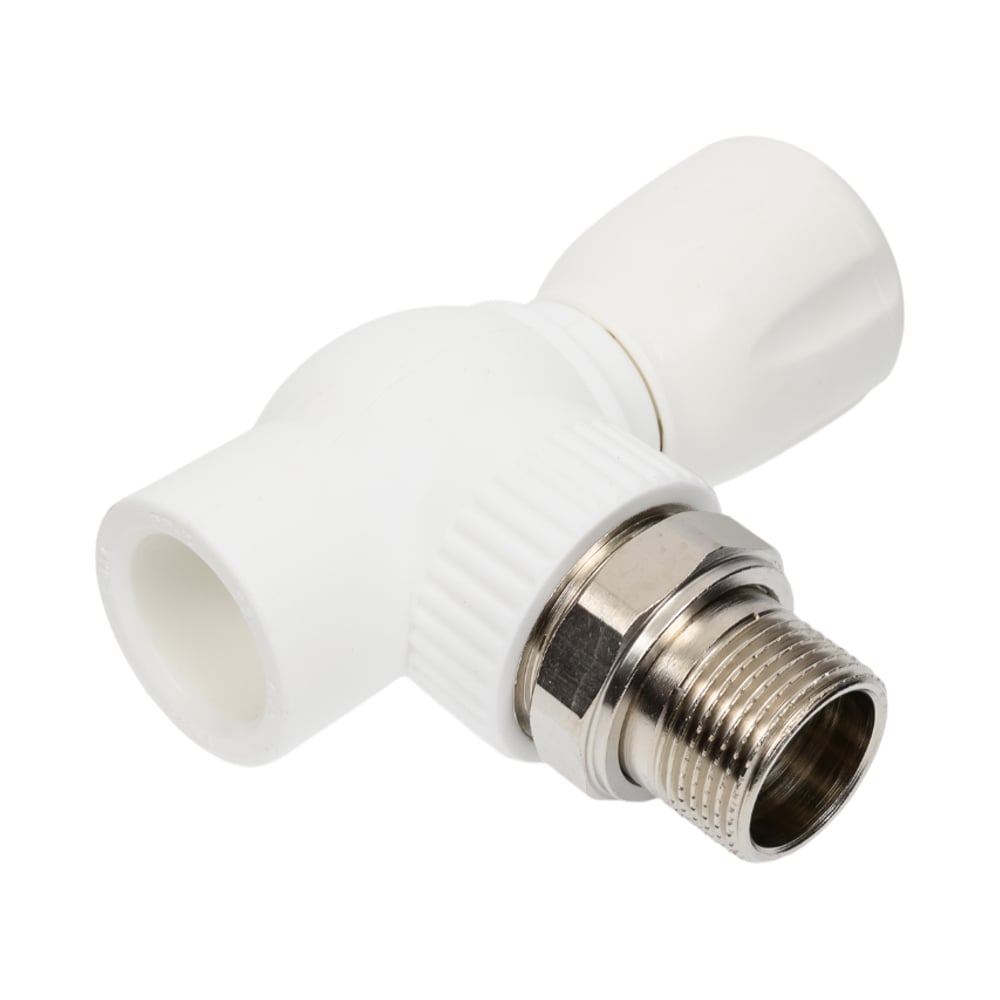 Изображение товара Угловой шаровой кран для радиатора PRO AQUA 25 мм 3/4" белый