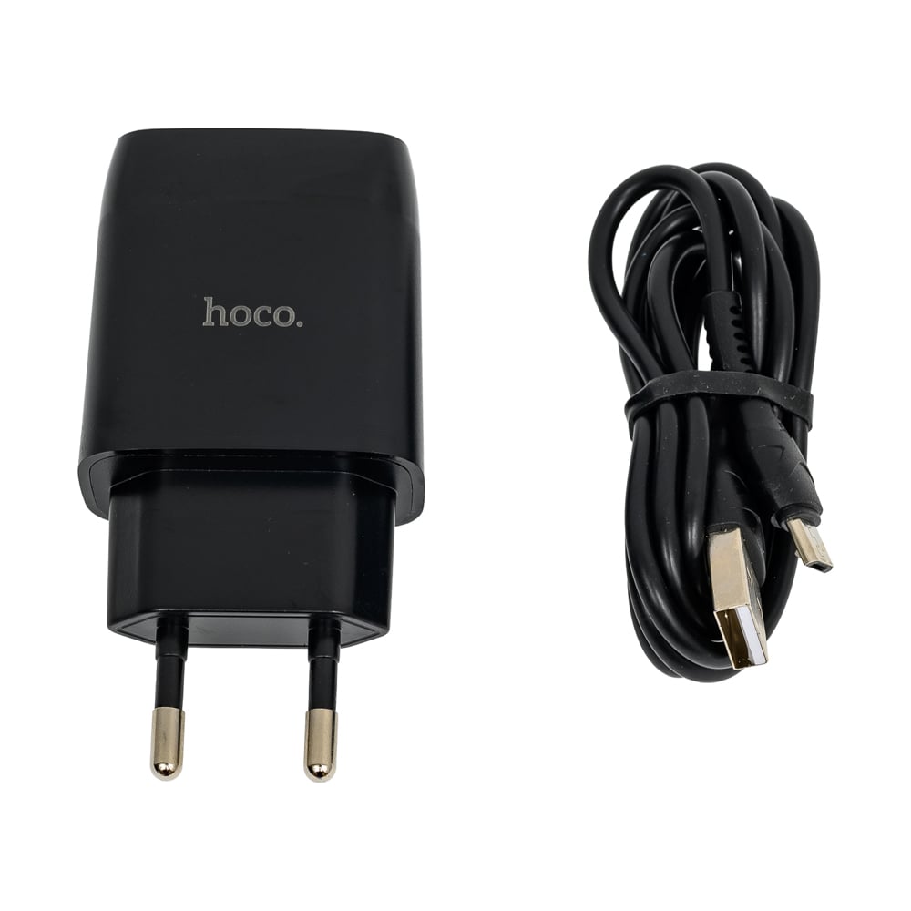 Изображение товара Сетевое зарядное устройство Hoco c72q glorious 1xUSB 3А 18W с кабелем microUSB