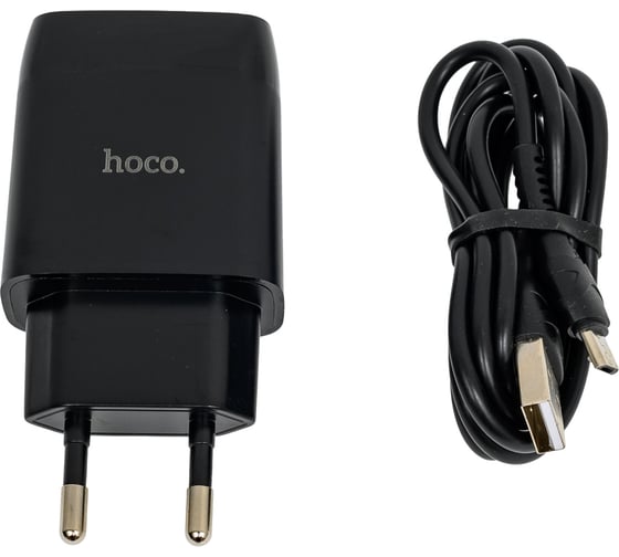 Изображение товара Сзу Hoco c72q glorious 1xusb, 3а, 18w, qc3.0 + usb кабель microusb, 1м (черный) 0L-MG-WF333