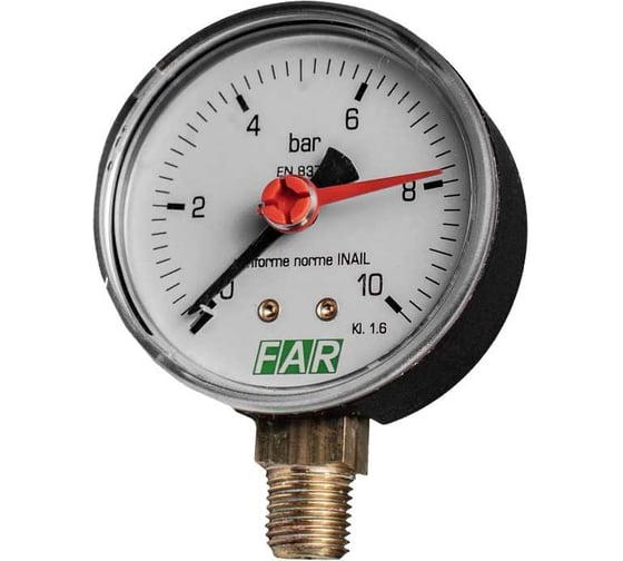 Изображение товара Манометр FAR 1/4", 0-10 бар, - 20-80 C, O 63 мм FA 2500 R10