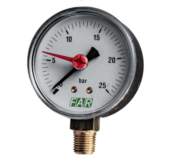 Изображение товара Манометр FAR 1/4", 0-25 бар, - 20-80 C, O 63 мм FA 2500 R25