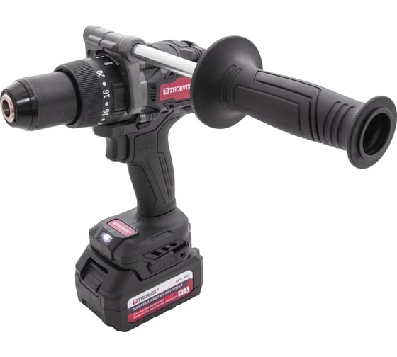 Изображение товара Бесщеточная аккумуляторная ударная дрель-шуруповерт THORVIK BBID12160 1/2DR, 21В, 160 Нм 053710