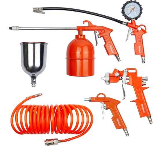 Изображение товара Набор пневмопистолетов со шлангом AV Steel 5 м, 5 предметов AV-700415