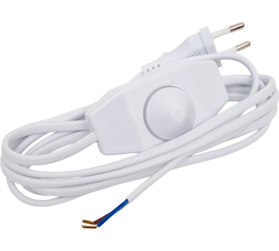 Изображение товара Шнур вилкой и проходным выключателем-регулятором ООО "ОПТИКОМ ЭЛЕКТРИК" белый 2м 2x0,75мм2 1404.0299