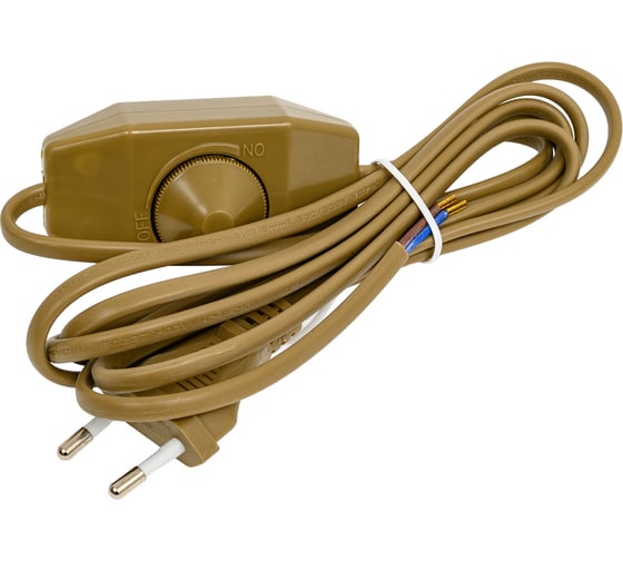 Изображение товара Шнур с вилкой и проходным выключателем-регулятором ООО "ОПТИКОМ ЭЛЕКТРИК" золотой 2м 2x0,75мм2 1404.0799