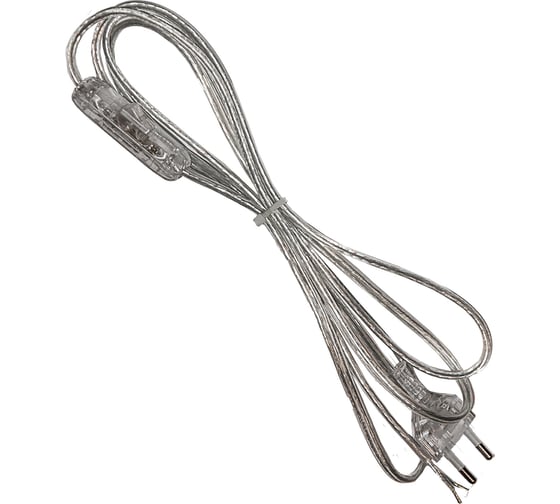 Изображение товара Шнур с проходным выключателем ООО "ОПТИКОМ ЭЛЕКТРИК" прозрачный 1,8м 2x0,75мм2 1403.0099