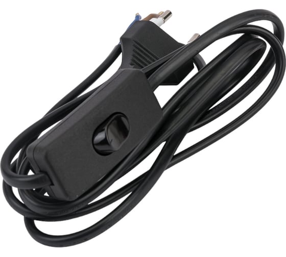 Изображение товара Шнур с проходным выключателем ООО "ОПТИКОМ ЭЛЕКТРИК" черный 1,8 м. 2x0,75мм2 1403.0599