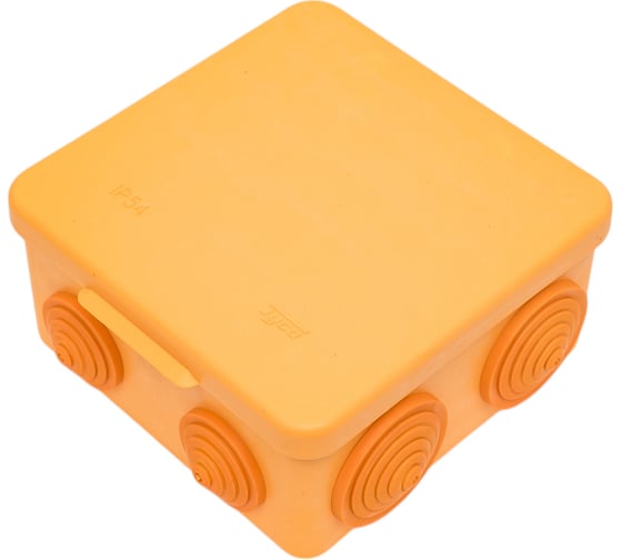 Изображение товара Распределительная коробка Рувинил Тусо для открытой проводки 100x100x50 мм с откидной крышкой не распространяющая горение HF 67045НГ