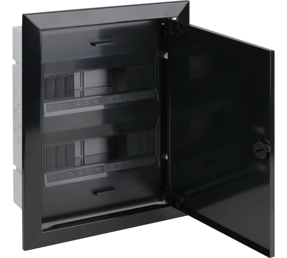 Изображение товара Щиток скрытой проводки Рувинил Тусо на 24 модуля с металличической дверцей 430x325x103 мм черный 68124МЧ