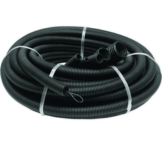 Изображение товара Гофрированная труба Рувинил 16 мм ПНД черная с зондом легкая 50м 21601(50)