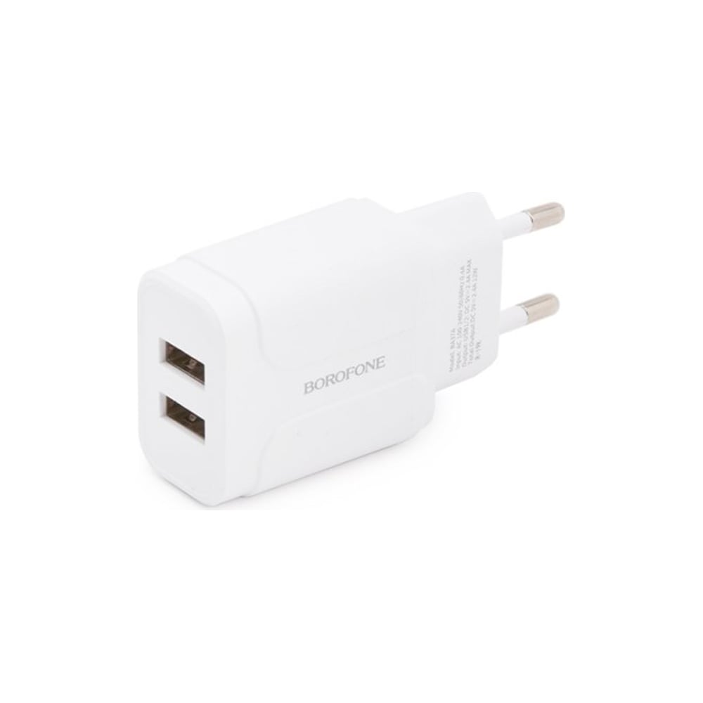 Изображение товара Сетевое зарядное устройство Borofone ba37a speedy 2xusb, 2.4а, белый 0L-00045123