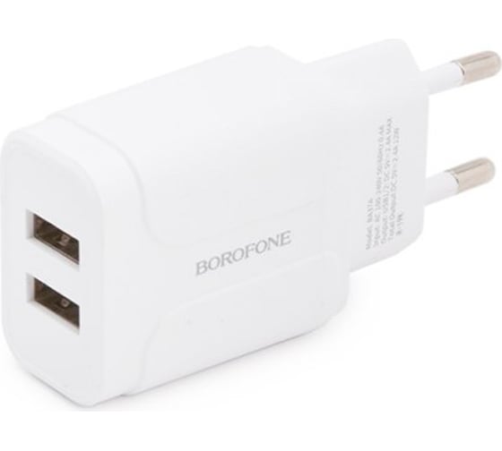 Изображение товара Сетевое зарядное устройство Borofone ba37a speedy 2xusb, 2.4а, белый 0L-00045123