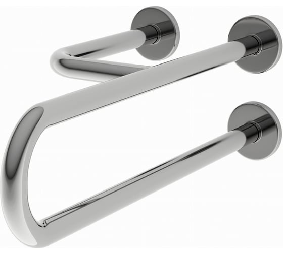 Изображение товара Полукруглый поручень NOFER левый неподвижный с тремя точками опоры, глянцевый 15047.В