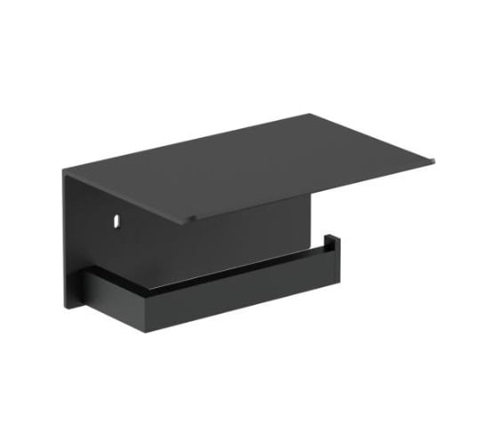 Изображение товара Держатель для туалетной бумаги NOFER Corinto с полочкой для мобильного телефона, черный 16878.N