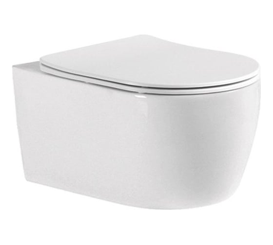 Изображение товара Подвесной унитаз Aquatek AQ1106-00 ЕВРОПА безободковый 490х360х250мм, тонкое сиденье с механизмом плавного закрывания, крепеж 00000124748