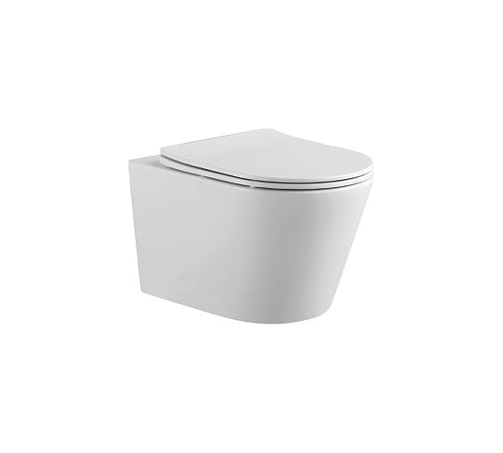 Изображение товара Подвесной унитаз Aquatek AQ1905-MW ВЕГА безободковый 525х360х320мм, тонкое сиденье с механизмом пл. закрывания, крепеж, цвет матовый белый 00000119753