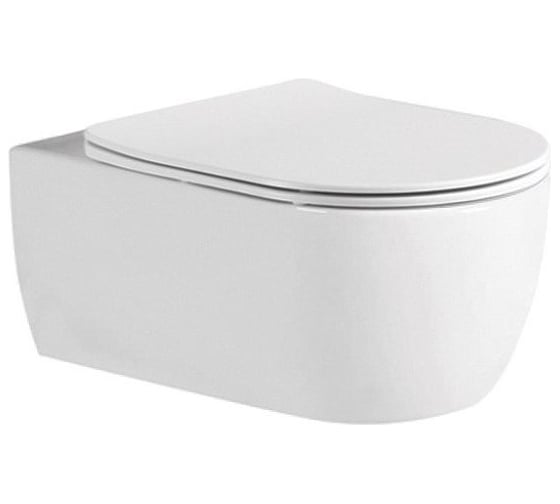 Изображение товара Подвесной унитаз Aquatek AQ1106L-00 ЕВРОПА безободковый 525х360х260мм, тонкое сиденье с механизмом плавного закрывания, крепеж 00000124749