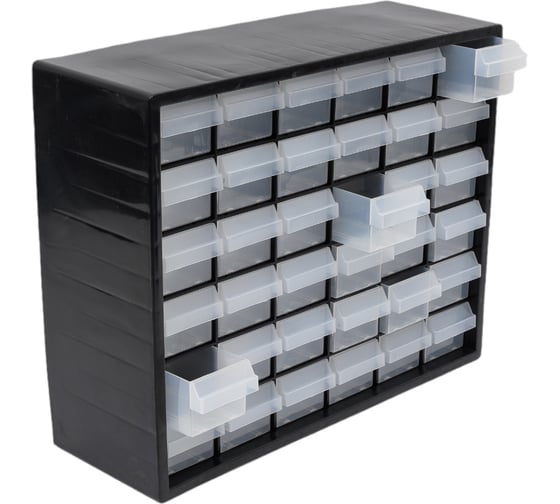 Изображение товара Органайзер пластиковый с выдвижными ячейками 36 шт. Gamma ОМ-036 39.5x13.5x32 см, черный 511907