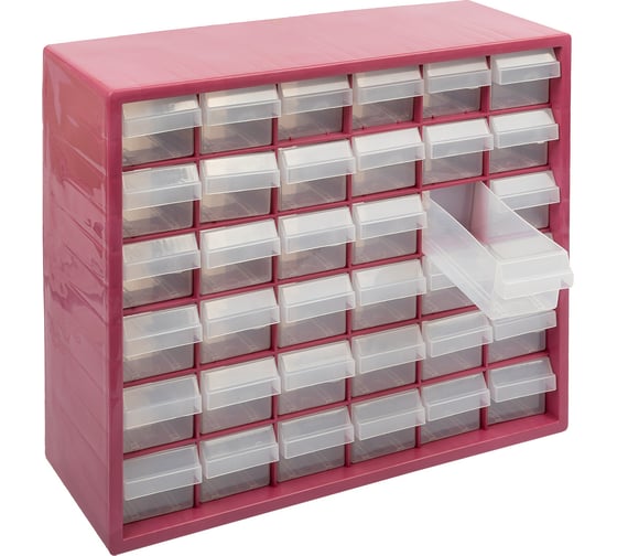 Изображение товара Органайзер пластиковый с выдвижными ячейками 36 шт. Gamma ОМ-036 39.5x13.5x32 см, бордовый 576273