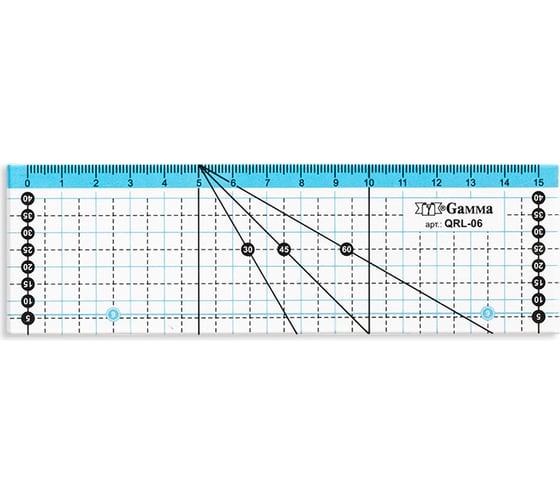 Изображение товара Линейка для пэчворка Gamma 15х5 см, пластик QRL-06 581640