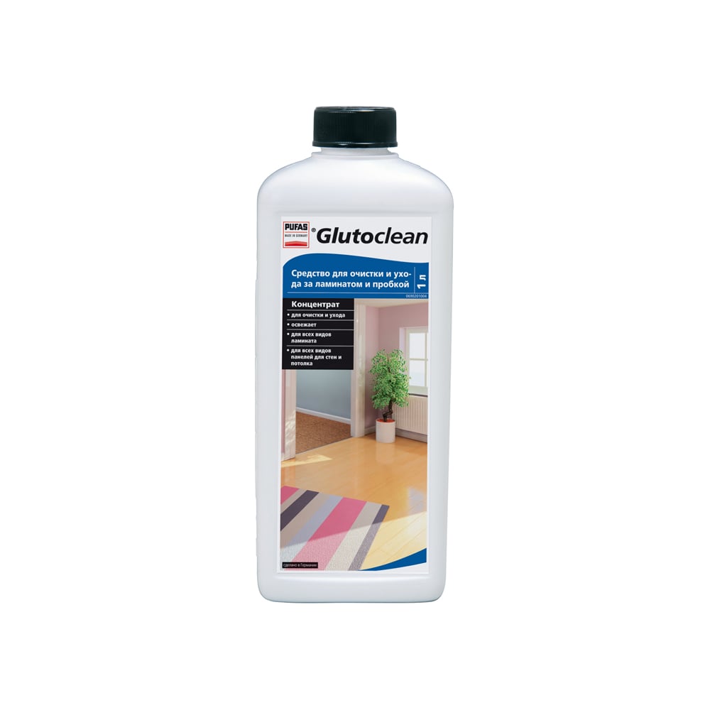 Средство для очистки и ухода за ламинатом и пробкой Glutoclean pufas glutoclean 361 средство для очистки и ухода за ламинатом и пробкой 1л