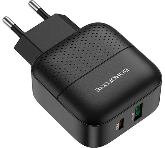 Изображение товара Сетевое зарядное устройство Borofone ba46a premium 1xusb qc3.0 + usb-c pd 18w, 3a, черный 0L-00049920